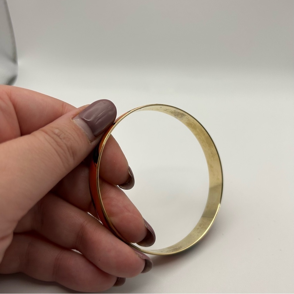 Vintage Orange with Black Swirls Gold Tone Bangle Bracelet - Picture 8 of 8